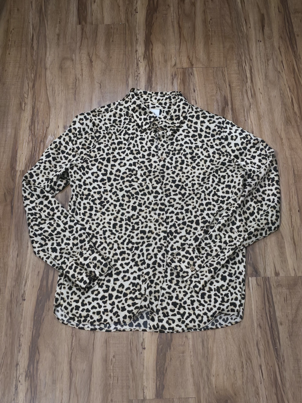 a new day Leopard Print Button-Down Shirt in Cream and Black